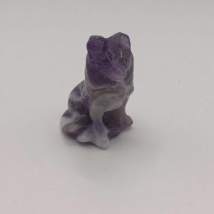 Natural Carved Amethyst Dog Figurine