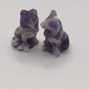Natural Carved Amethyst Dog Figurines
