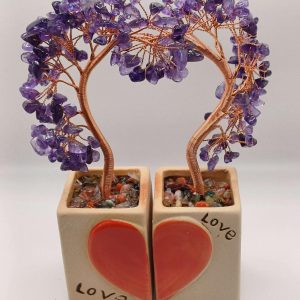 Amethyst Crystal Heart-Shaped Bonsai Tree of Life