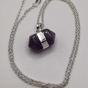 Amethyst Natural Stone Double Point Pendant - Chain