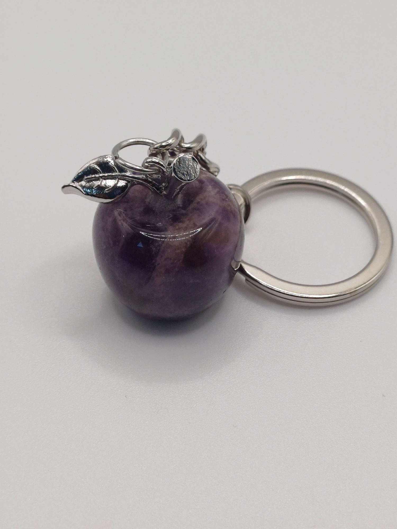 Amethyst Polished Apple Keyring
