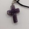 Carved Amethyst Cross Pendant with Cord Necklace