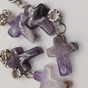 Carved Amethyst Cross Pendants