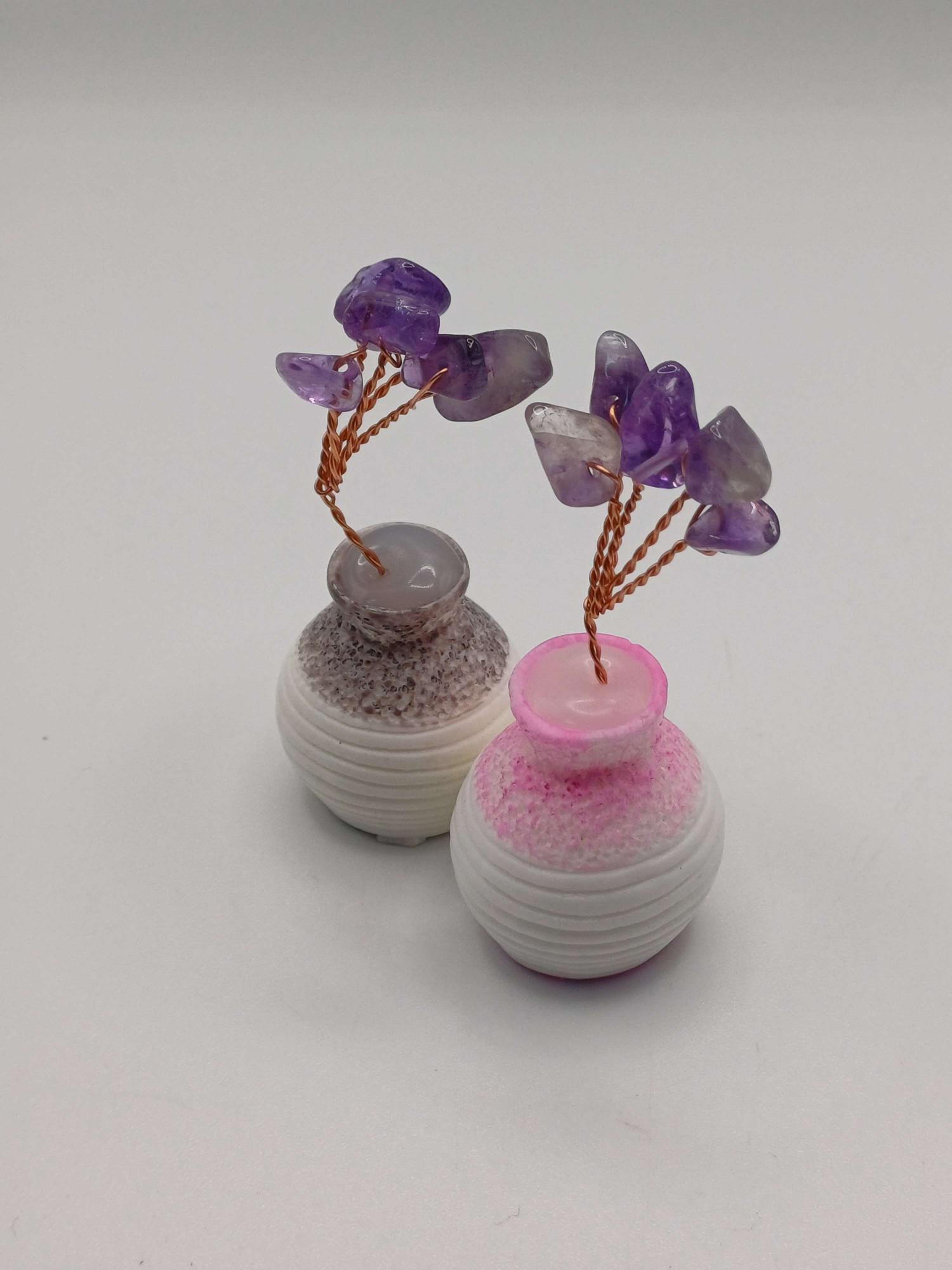 Mini Amethyst Crystal Trees of Life in Pots