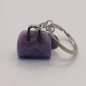 Natural Amethyst Carved Handbag Keyring