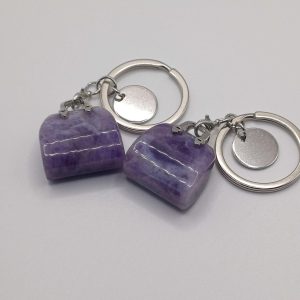 Natural Amethyst Carved Handbag Keyrings