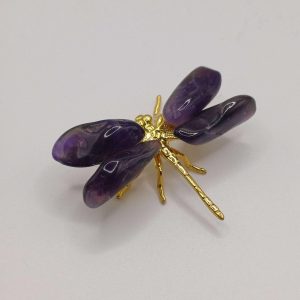 Natural Amethyst Crystal Dragonfly Figurine