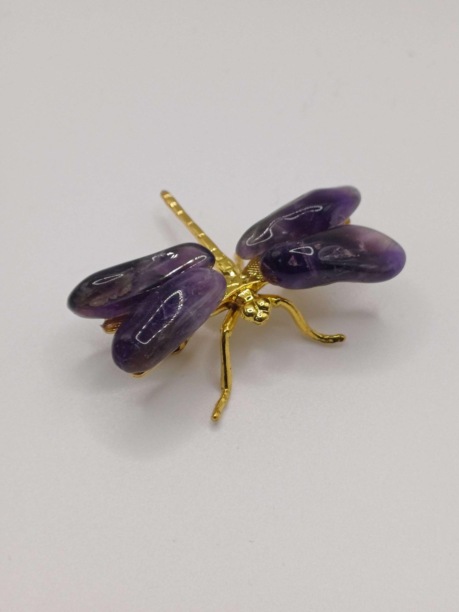 Natural Amethyst Dragonfly Figurine