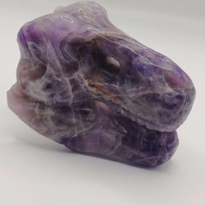 Natural Carved Amethyst T-Rex Dinosaur Skull