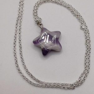 Polished Amethyst Crystal Star Pendant with Chain