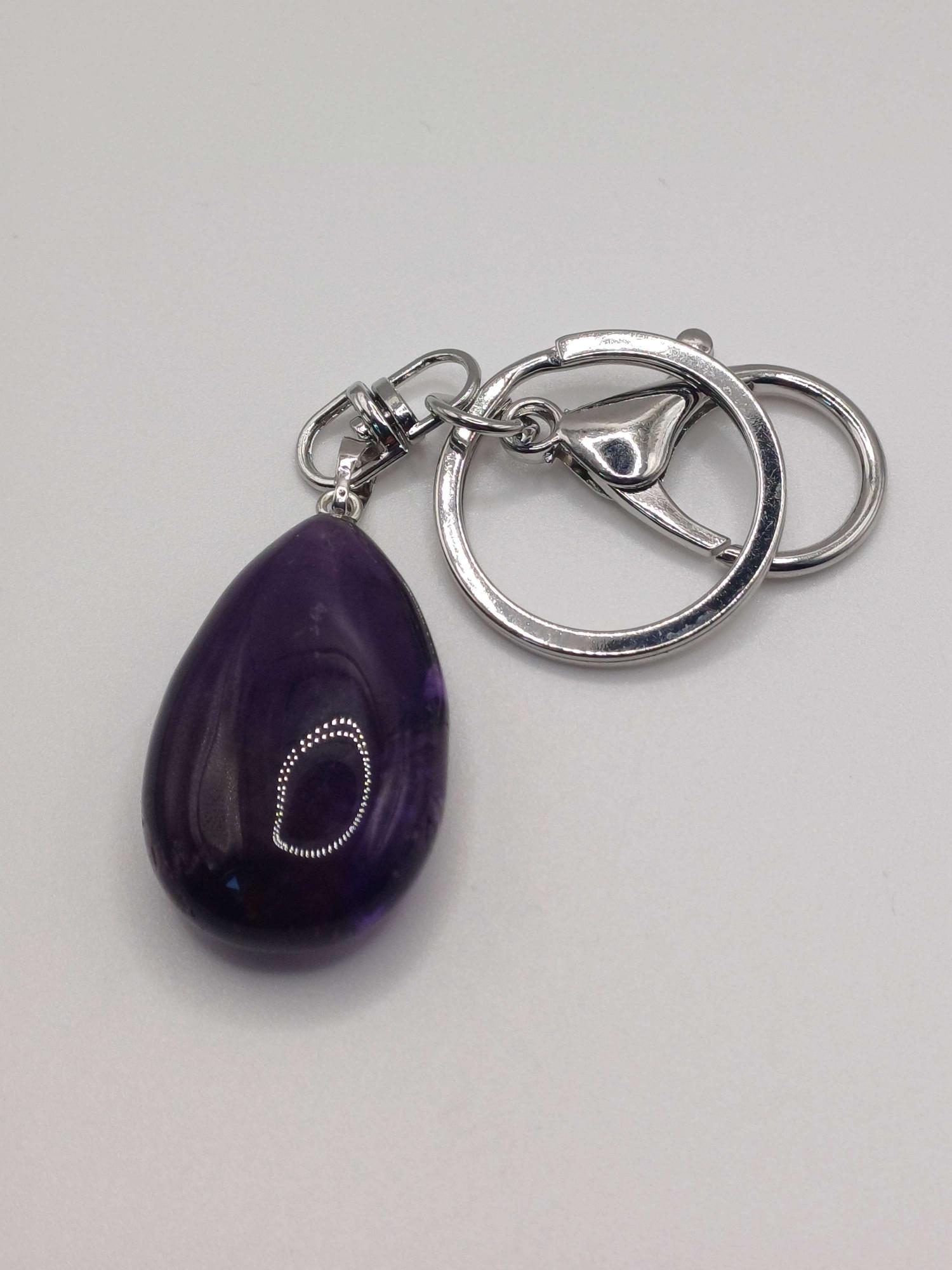 Polished Amethyst Waterdrop Keyring