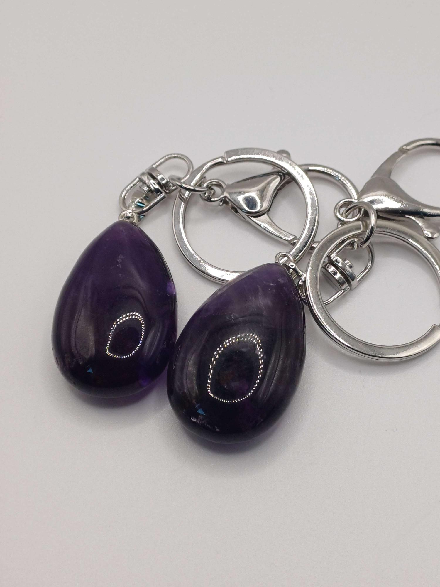 Polished Amethyst Waterdrop Keyrings