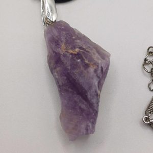 Raw Amethyst Rough Stone Pendant with Cord