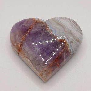 Large Polished Amethyst Lace Agate Heart