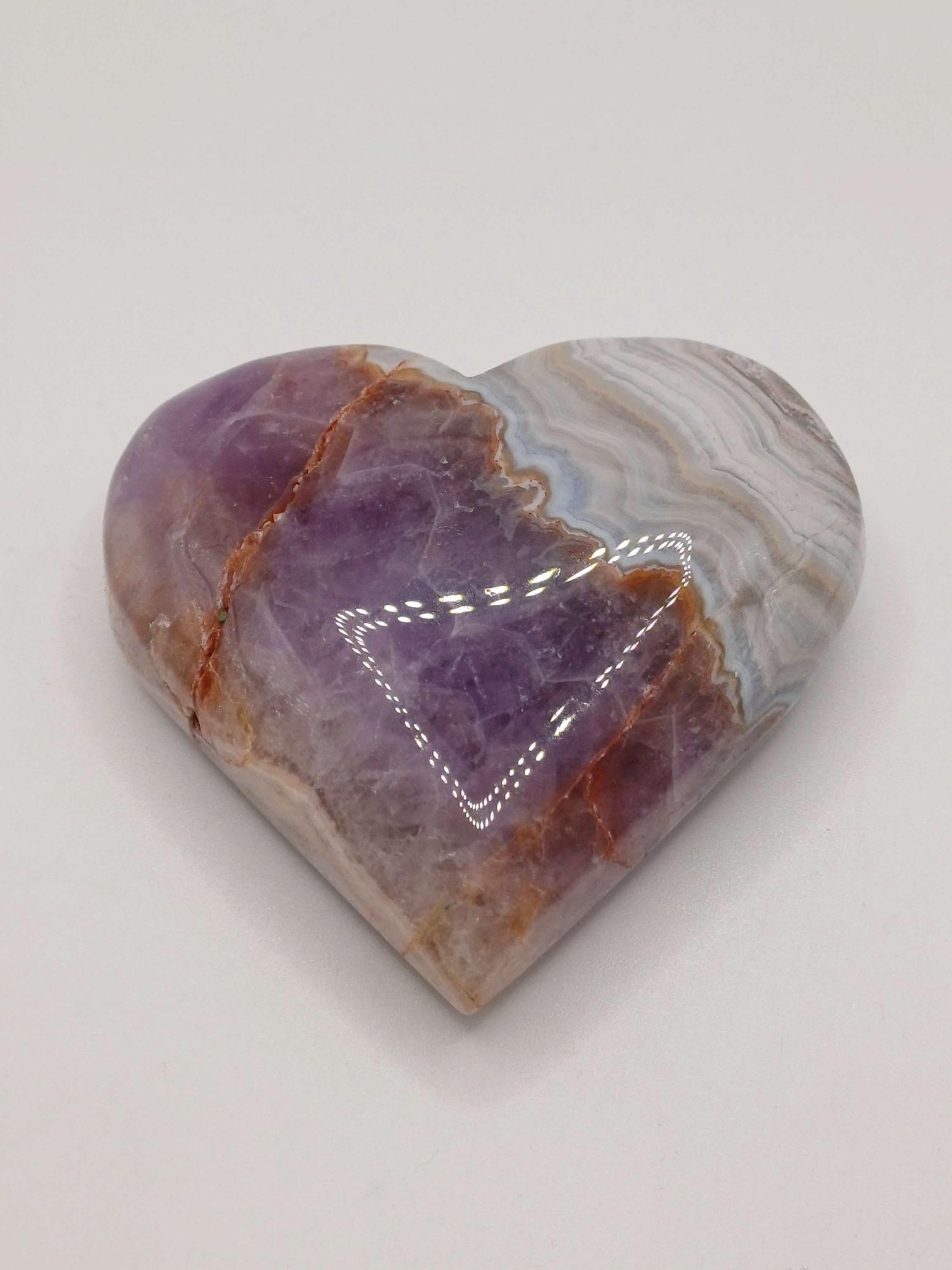 Large Polished Amethyst Lace Agate Heart